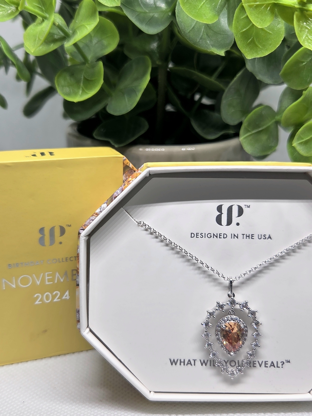 November Collection Pink Teardrop Pendant Necklace
